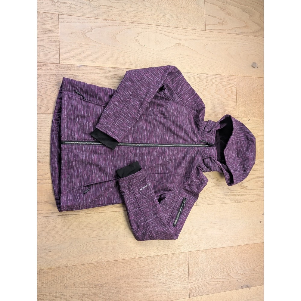 Free Country Women Purple Space Dye Softshell Jacket Fleece Lined Hooded Small